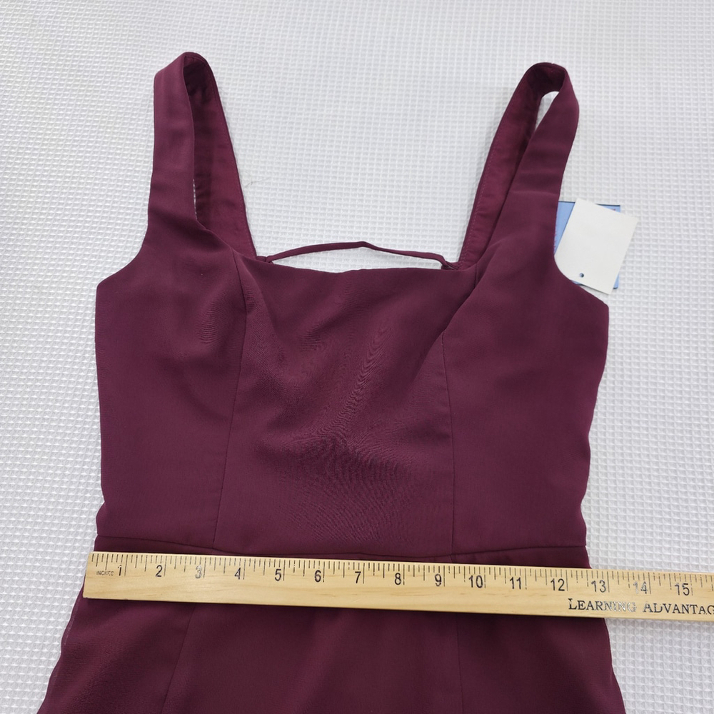 Formal Evening Gown DB Studio Wine Long Dress Women 2 Chiffon Lace-Up Back NWT - Picture 12 of 14